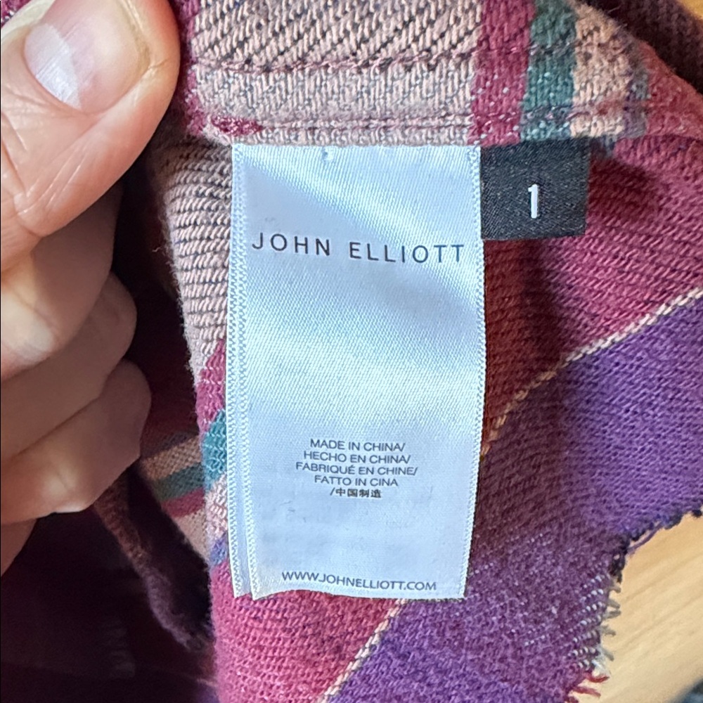 John Elliott Plaid Button-Down Shirt in Purple and Red - Picture 8 of 11